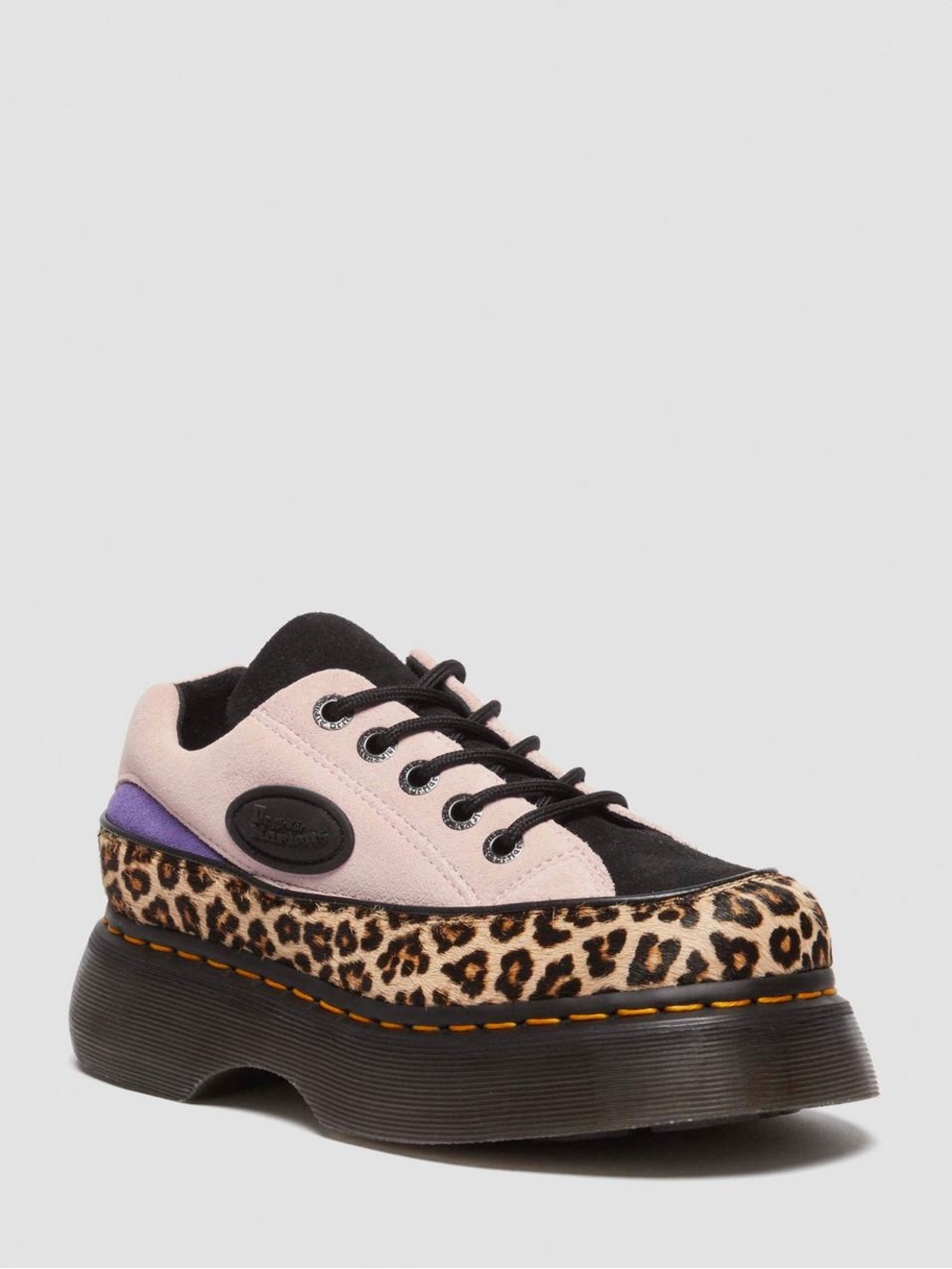 Dr. Martens Buzz 5-Eye Leopard Suede Shoes Platform Pink Purple Sz 10 New